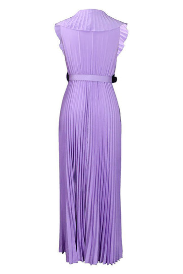 Plus Size Purple Pleated Long Wedding Guest Dress